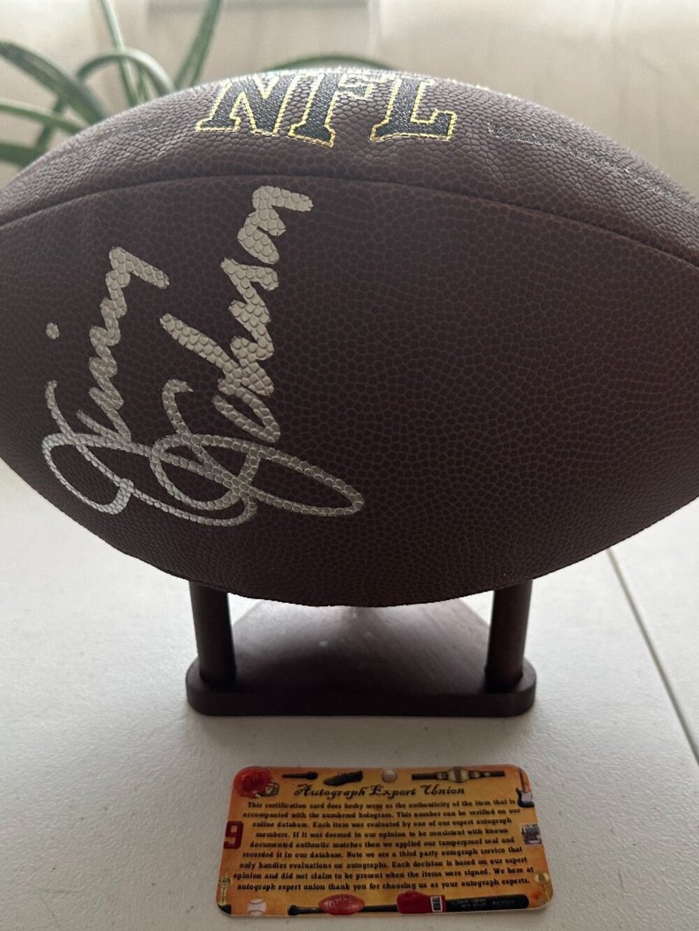 Jimmy Johnson signed full size autographed football COA Cowboys Dolphins FOX 643